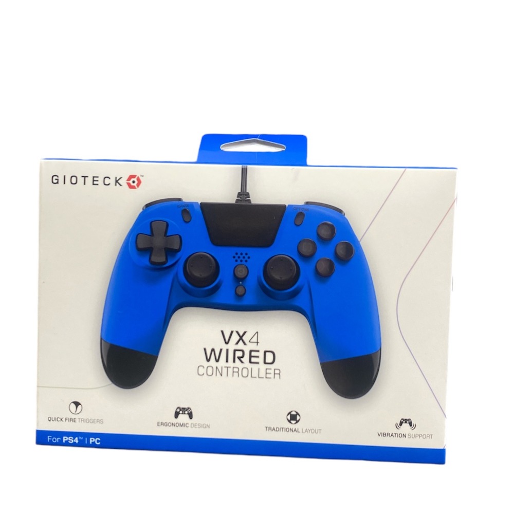 Manette Filaire Gioteck VX4 Bleue Pour PS4 Et PC - Compatible PlayStation 4 - Neuve Sous Blister
